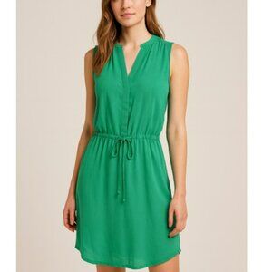Hilary Radley Women's Green Sleeveless Mini Dress Size 8 Elastic Tie Waistband